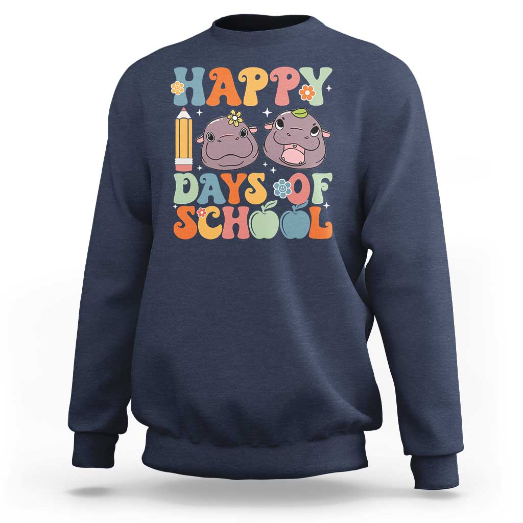 Happy 100 Days Of School Cute Moo Deng Sweatshirt - Wonder Print Shop