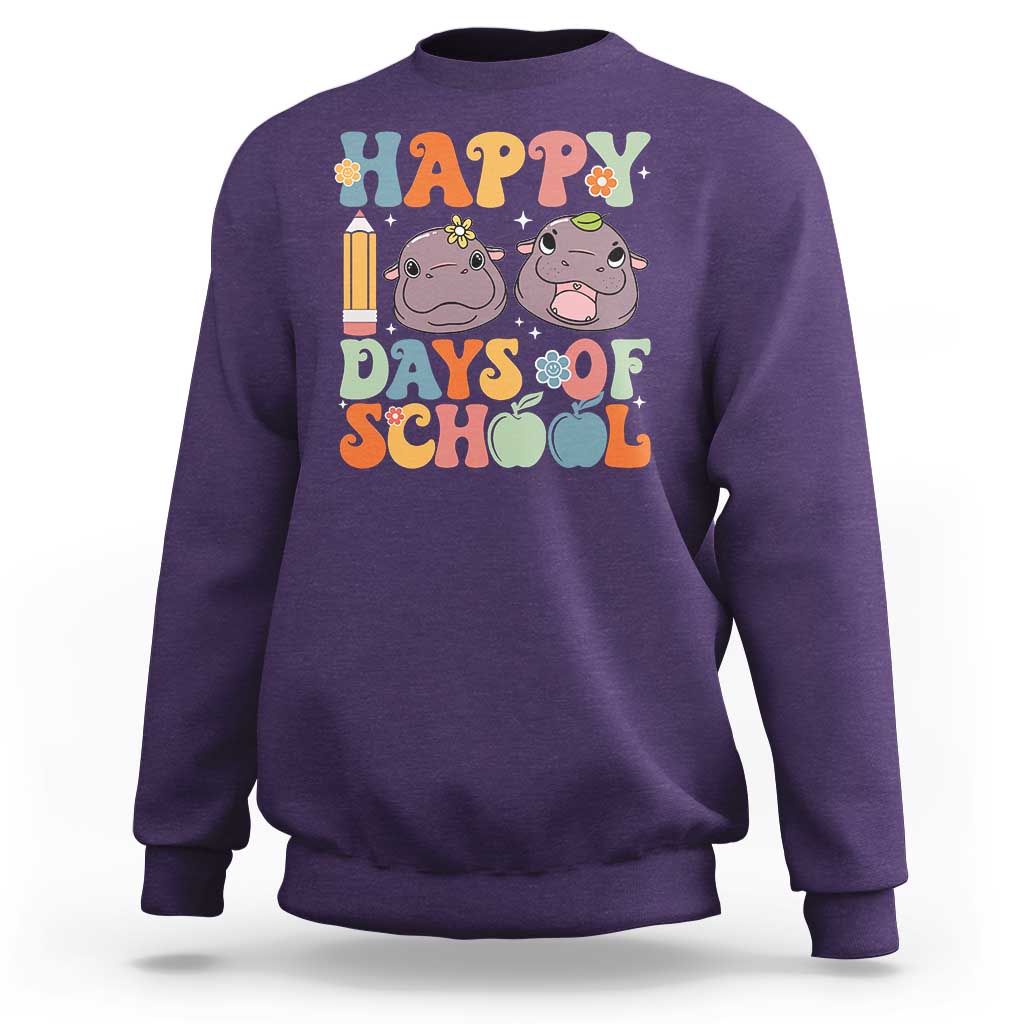 Happy 100 Days Of School Cute Moo Deng Sweatshirt - Wonder Print Shop