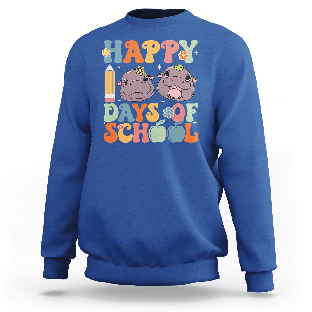 Happy 100 Days Of School Cute Moo Deng Sweatshirt - Wonder Print Shop