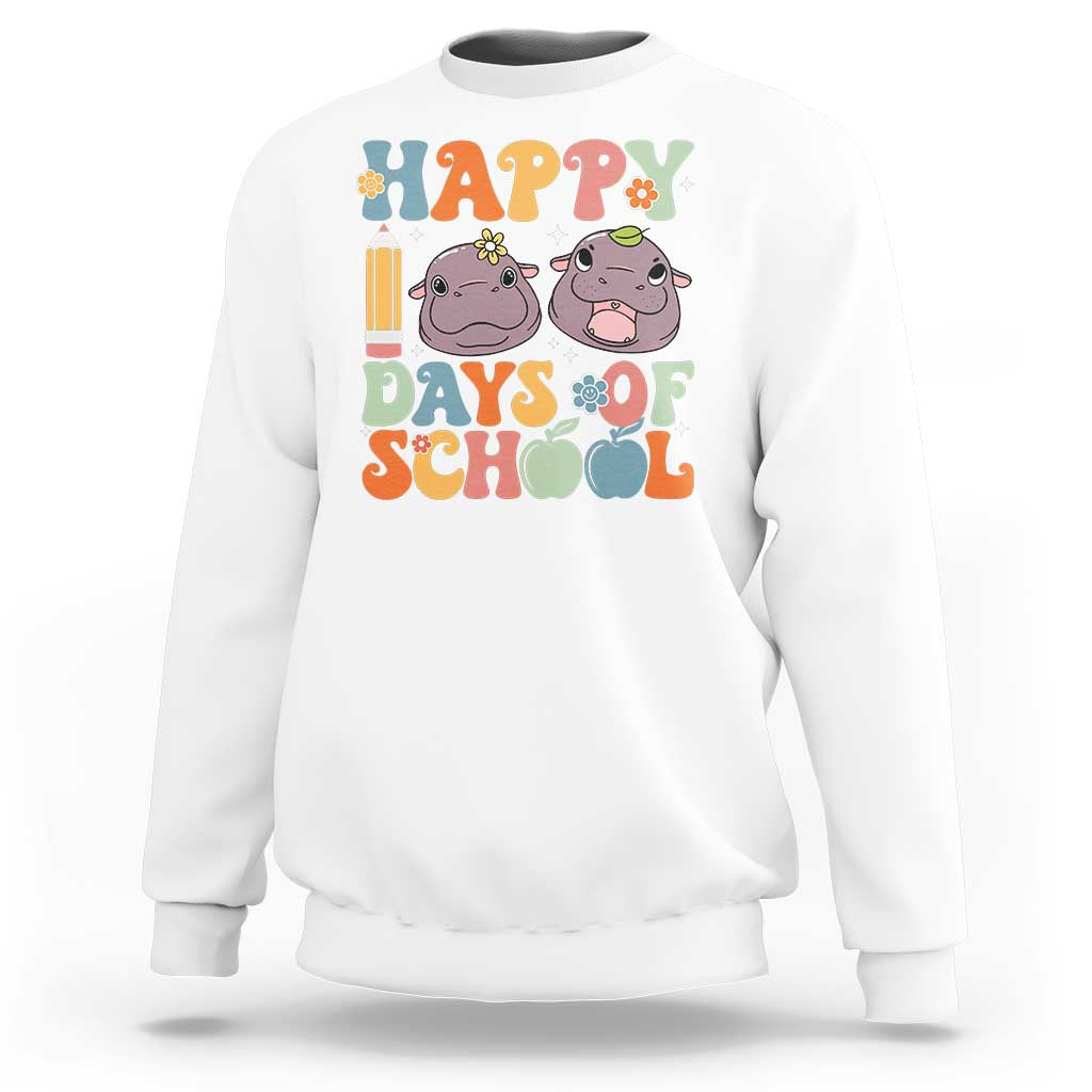 Happy 100 Days Of School Cute Moo Deng Sweatshirt - Wonder Print Shop