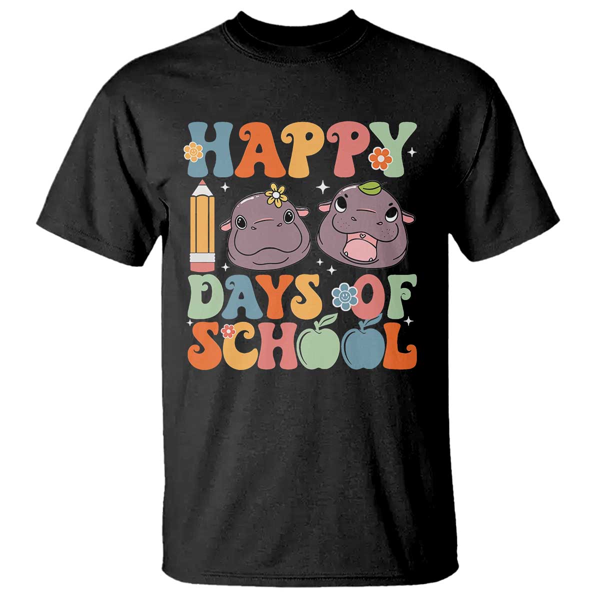Happy 100 Days Of School Cute Moo Deng T Shirt - Wonder Print Shop