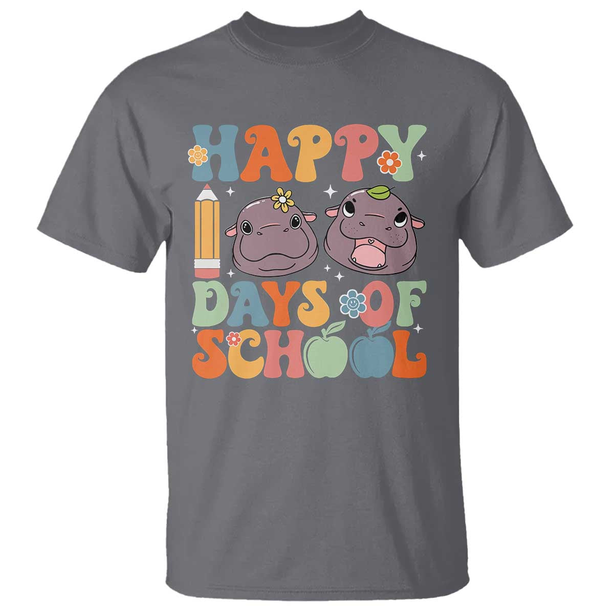 Happy 100 Days Of School Cute Moo Deng T Shirt - Wonder Print Shop