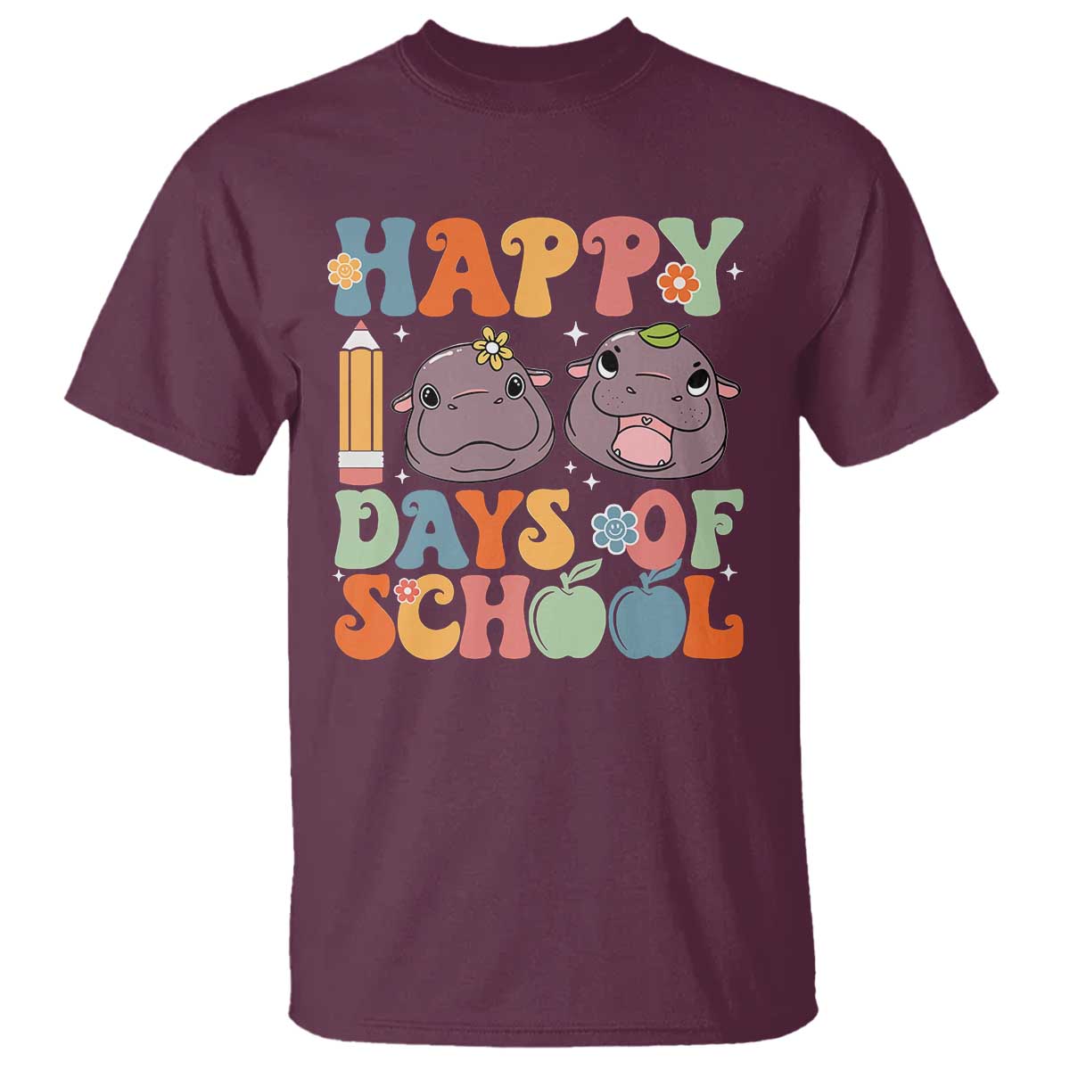 Happy 100 Days Of School Cute Moo Deng T Shirt - Wonder Print Shop