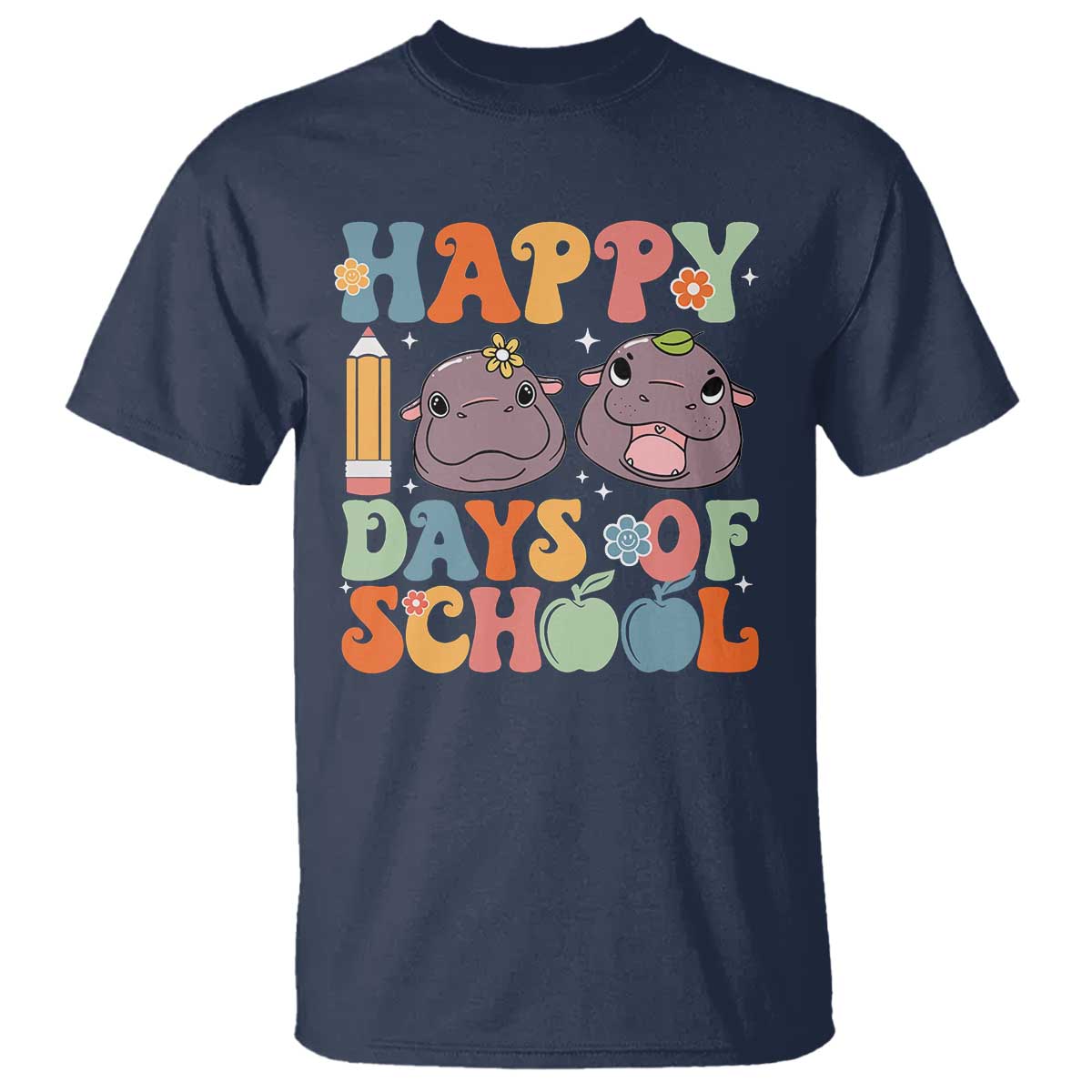 Happy 100 Days Of School Cute Moo Deng T Shirt - Wonder Print Shop
