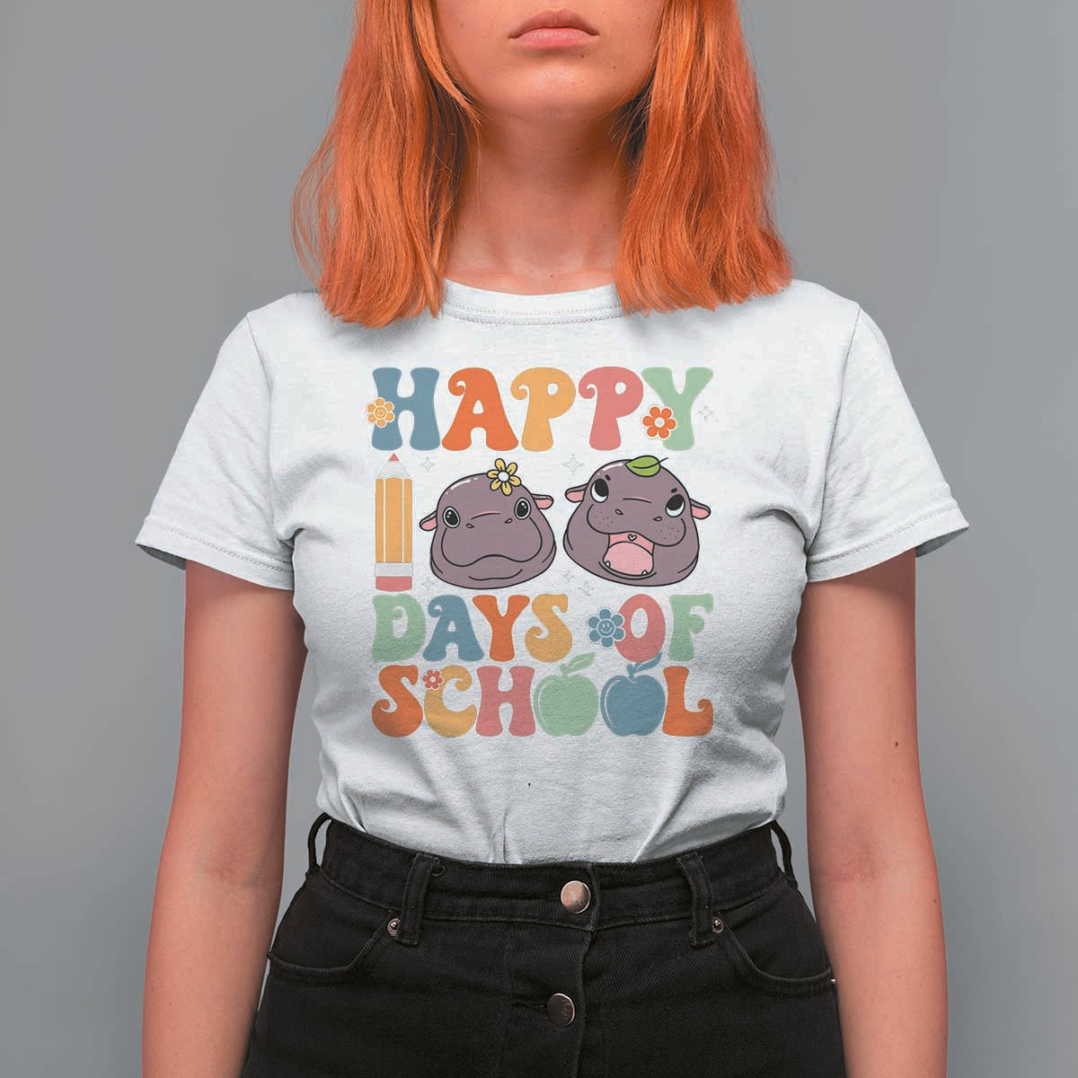 Happy 100 Days Of School Cute Moo Deng T Shirt For Women - Wonder Print Shop