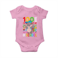 Funny 100th Day Of School Moo Deng Baby Onesie Cute Baby Hippo Colorful 100 Days