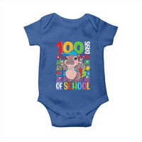 Funny 100th Day Of School Moo Deng Baby Onesie Cute Baby Hippo Colorful 100 Days