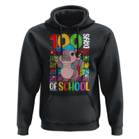 Funny 100th Day Of School Moo Deng Hoodie Cute Baby Hippo Colorful 100 Days