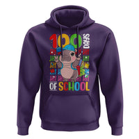 Funny 100th Day Of School Moo Deng Hoodie Cute Baby Hippo Colorful 100 Days