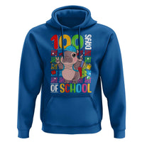 Funny 100th Day Of School Moo Deng Hoodie Cute Baby Hippo Colorful 100 Days