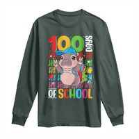 Funny 100th Day Of School Moo Deng Long Sleeve Shirt Cute Baby Hippo Colorful 100 Days