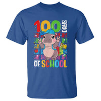 Funny 100th Day Of School Moo Deng T Shirt Cute Baby Hippo Colorful 100 Days - Wonder Print Shop
