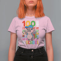 Funny 100th Day Of School Moo Deng T Shirt For Women Cute Baby Hippo Colorful 100 Days - Wonder Print Shop