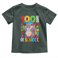Funny 100th Day Of School Moo Deng Toddler T Shirt Cute Baby Hippo Colorful 100 Days