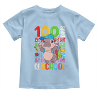 Funny 100th Day Of School Moo Deng Toddler T Shirt Cute Baby Hippo Colorful 100 Days