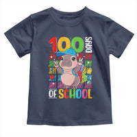 Funny 100th Day Of School Moo Deng Toddler T Shirt Cute Baby Hippo Colorful 100 Days