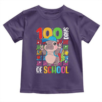 Funny 100th Day Of School Moo Deng Toddler T Shirt Cute Baby Hippo Colorful 100 Days