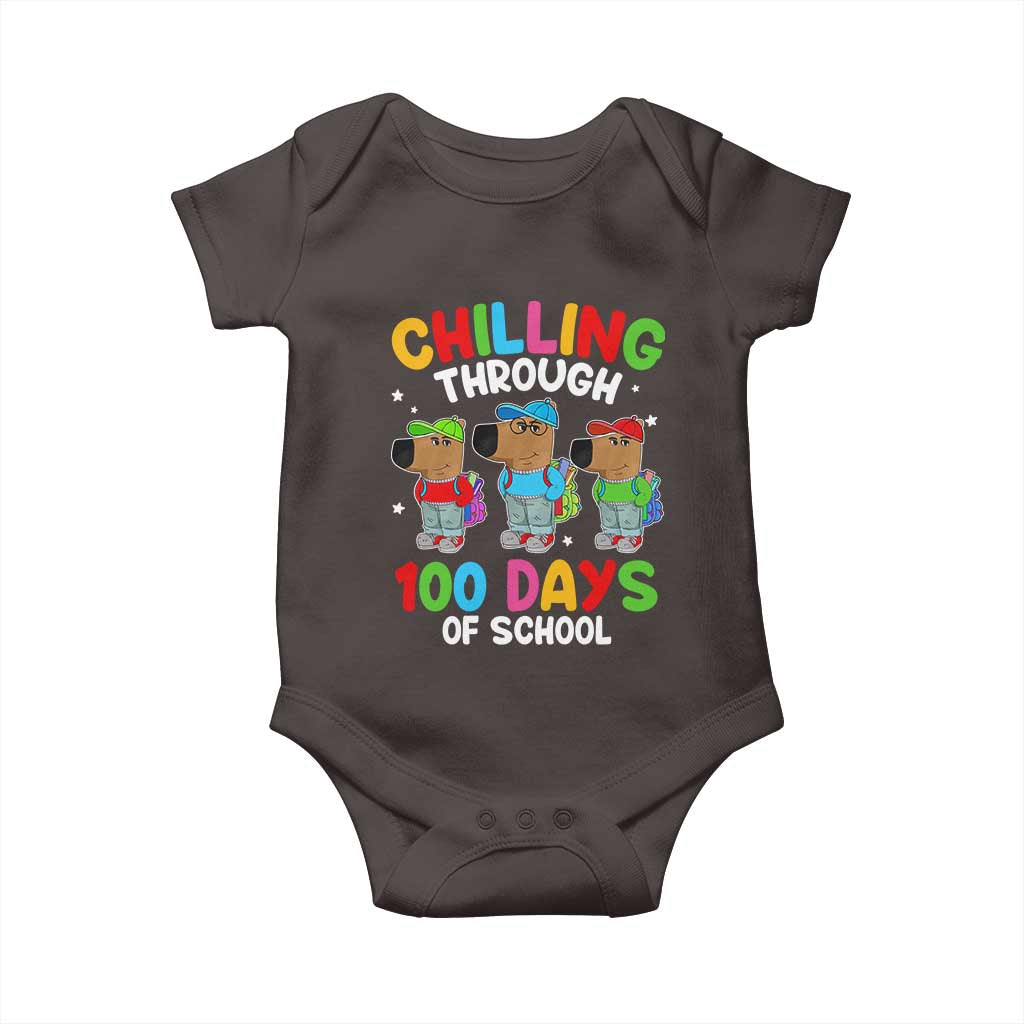 Funny Chilling Through 100 Days Of school Baby Onesie