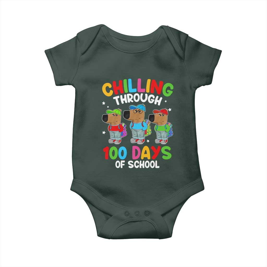 Funny Chilling Through 100 Days Of school Baby Onesie