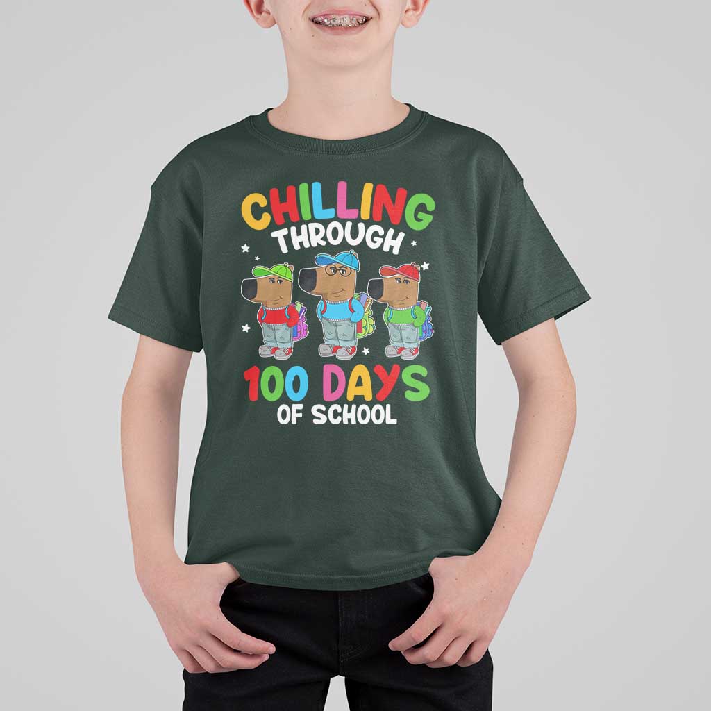 Funny Chilling Through 100 Days Of school T Shirt For Kid - Wonder Print Shop