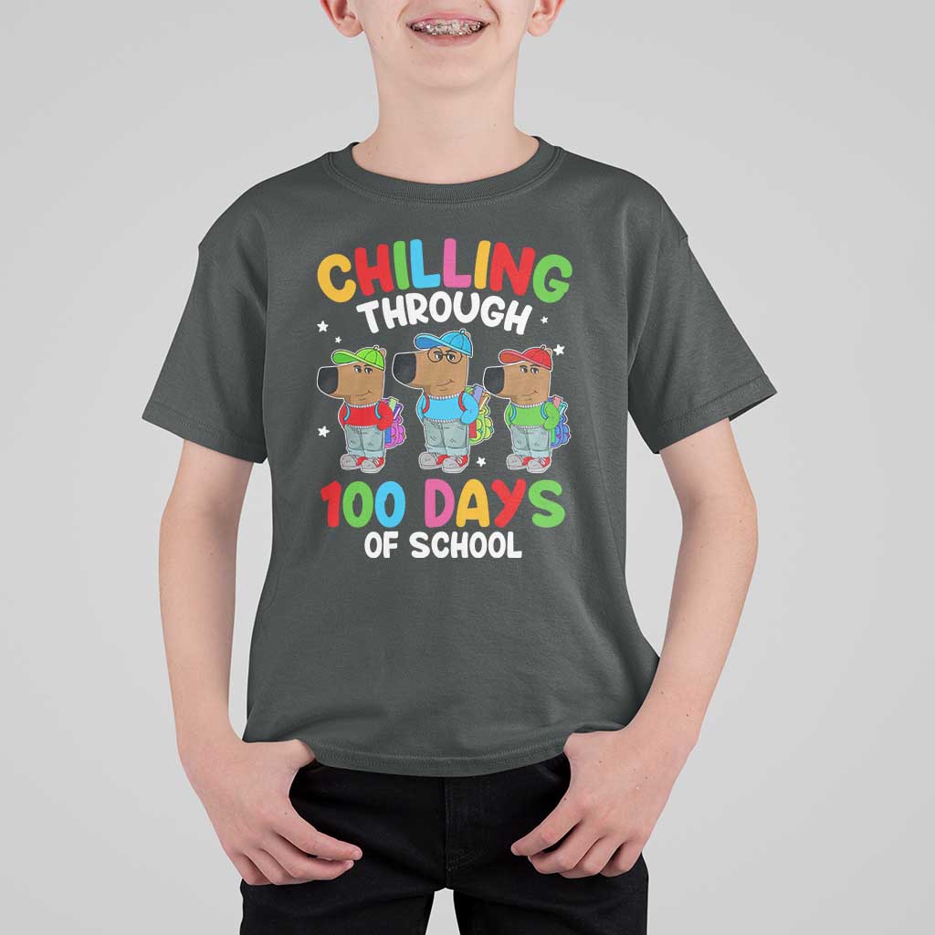 Funny Chilling Through 100 Days Of school T Shirt For Kid - Wonder Print Shop