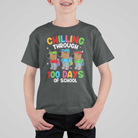 Funny Chilling Through 100 Days Of school T Shirt For Kid - Wonder Print Shop
