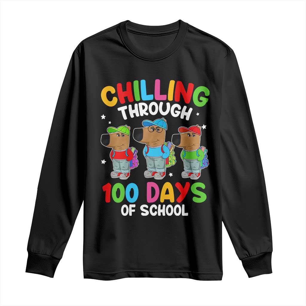 Funny Chilling Through 100 Days Of school Long Sleeve Shirt
