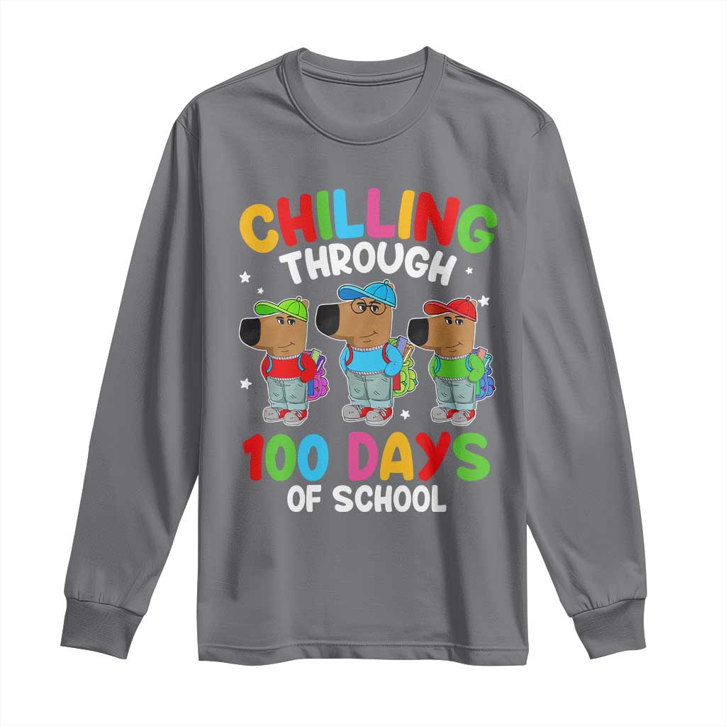 Funny Chilling Through 100 Days Of school Long Sleeve Shirt