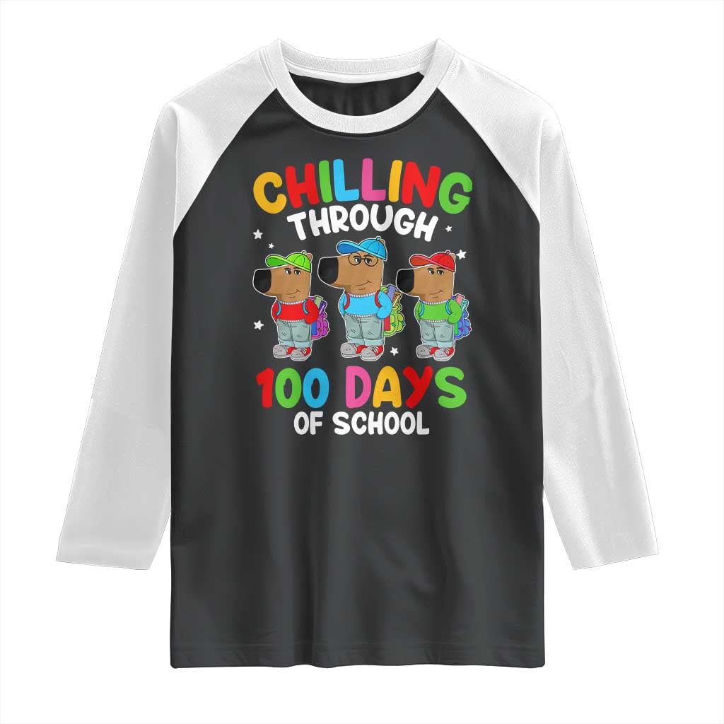 Funny Chilling Through 100 Days Of school Raglan Shirt