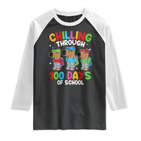 Funny Chilling Through 100 Days Of school Raglan Shirt