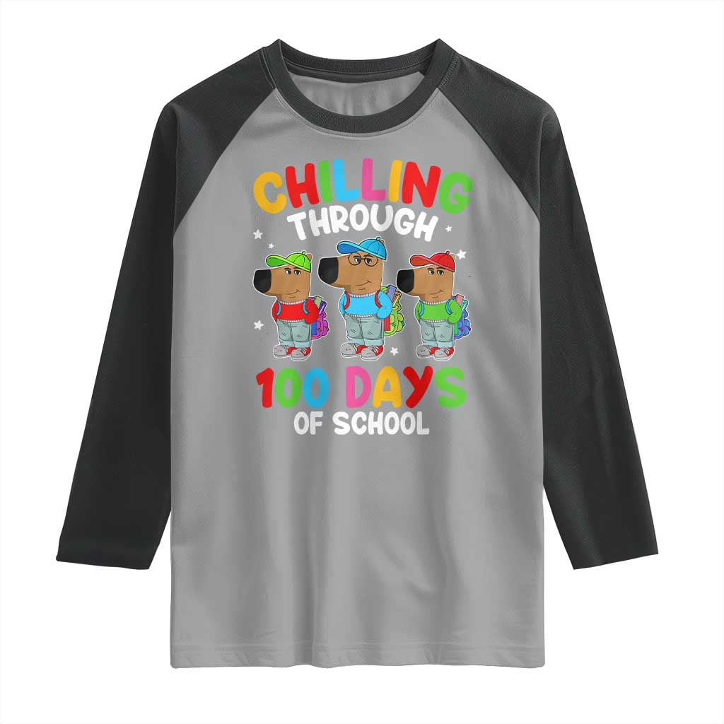 Funny Chilling Through 100 Days Of school Raglan Shirt
