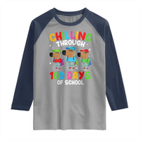 Funny Chilling Through 100 Days Of school Raglan Shirt