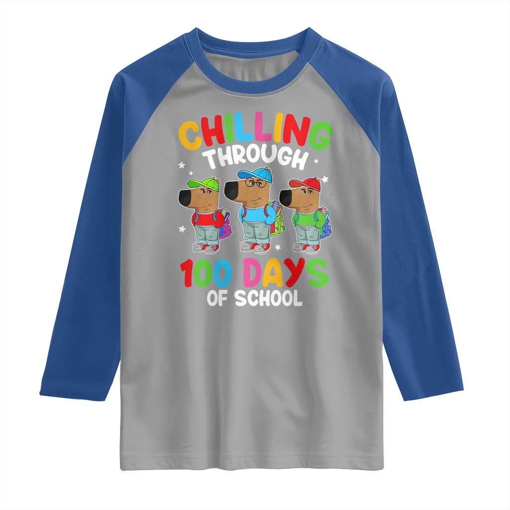 Funny Chilling Through 100 Days Of school Raglan Shirt