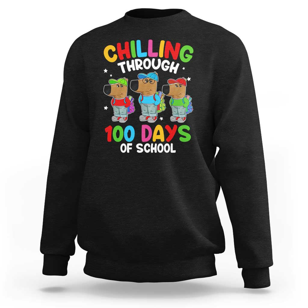Funny Chilling Through 100 Days Of school Sweatshirt - Wonder Print Shop