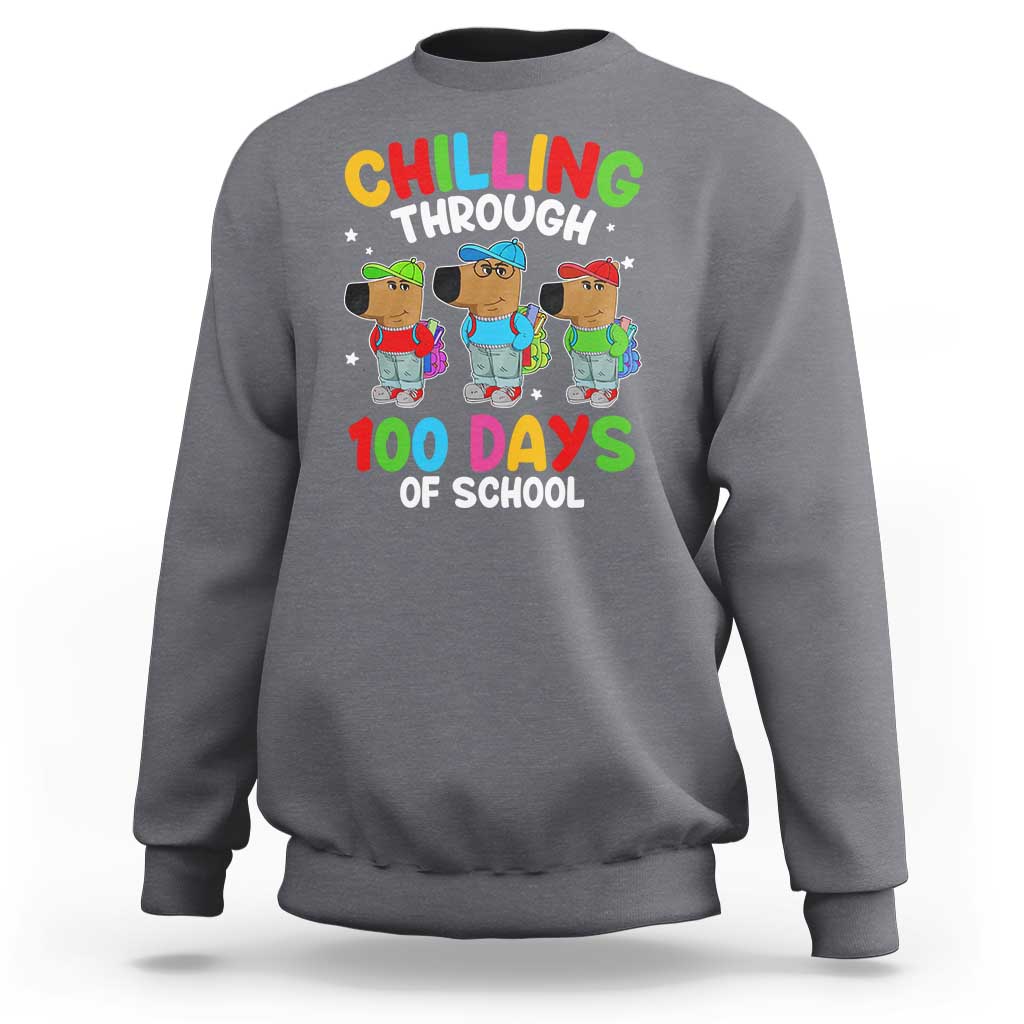 Funny Chilling Through 100 Days Of school Sweatshirt - Wonder Print Shop