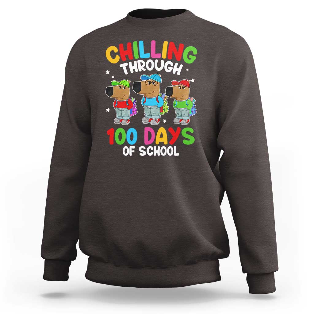 Funny Chilling Through 100 Days Of school Sweatshirt - Wonder Print Shop