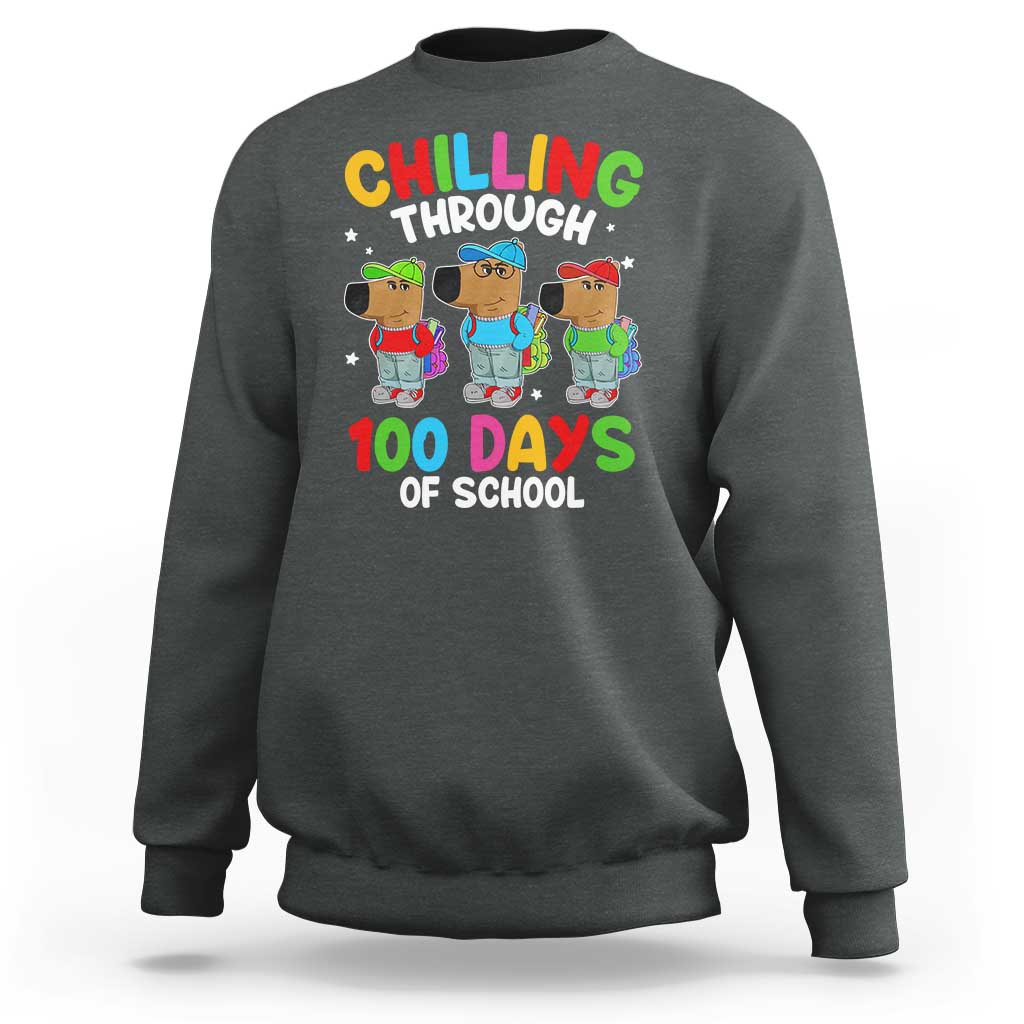 Funny Chilling Through 100 Days Of school Sweatshirt - Wonder Print Shop