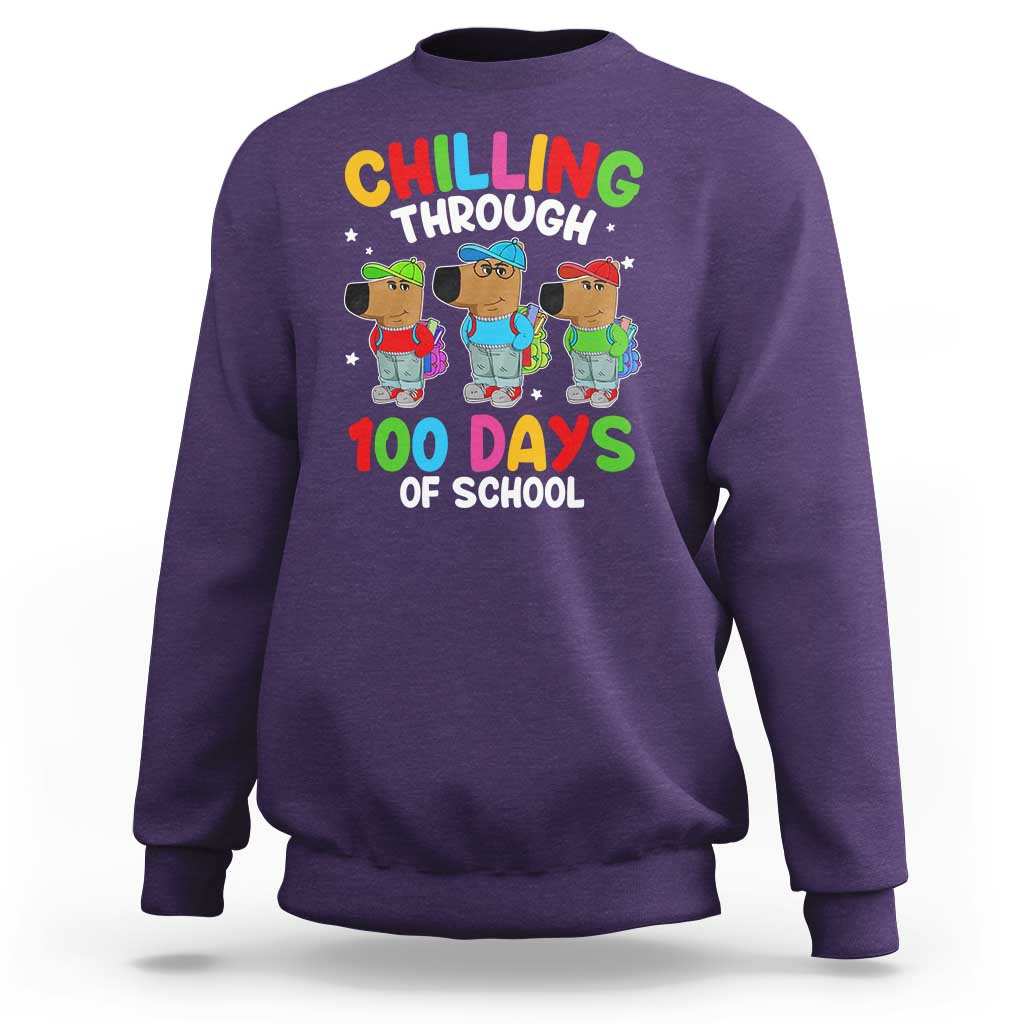 Funny Chilling Through 100 Days Of school Sweatshirt - Wonder Print Shop