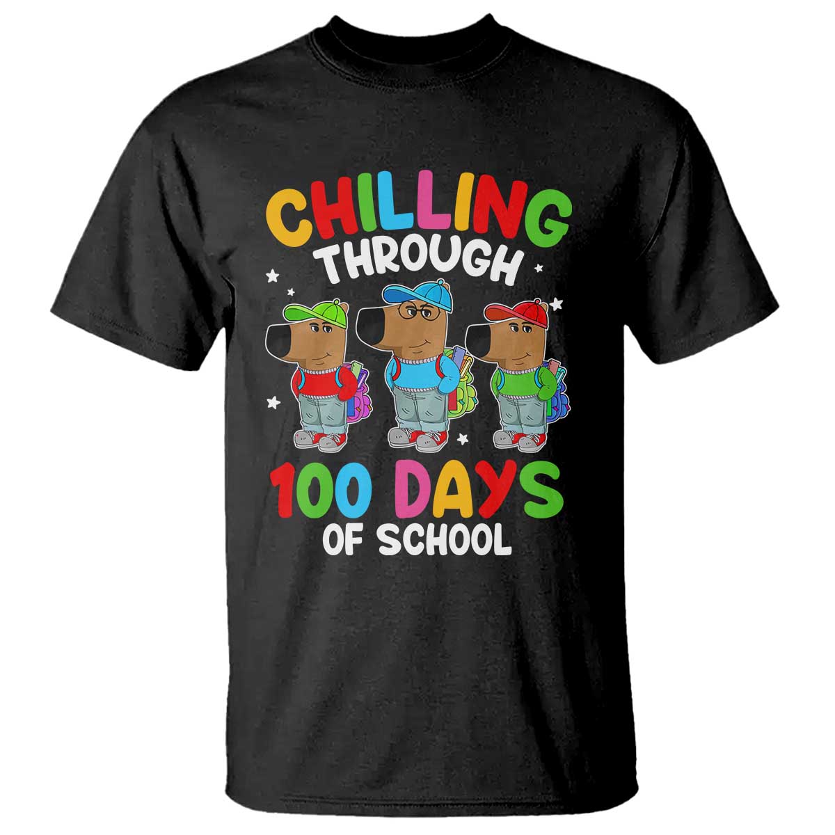 Funny Chilling Through 100 Days Of school T Shirt - Wonder Print Shop