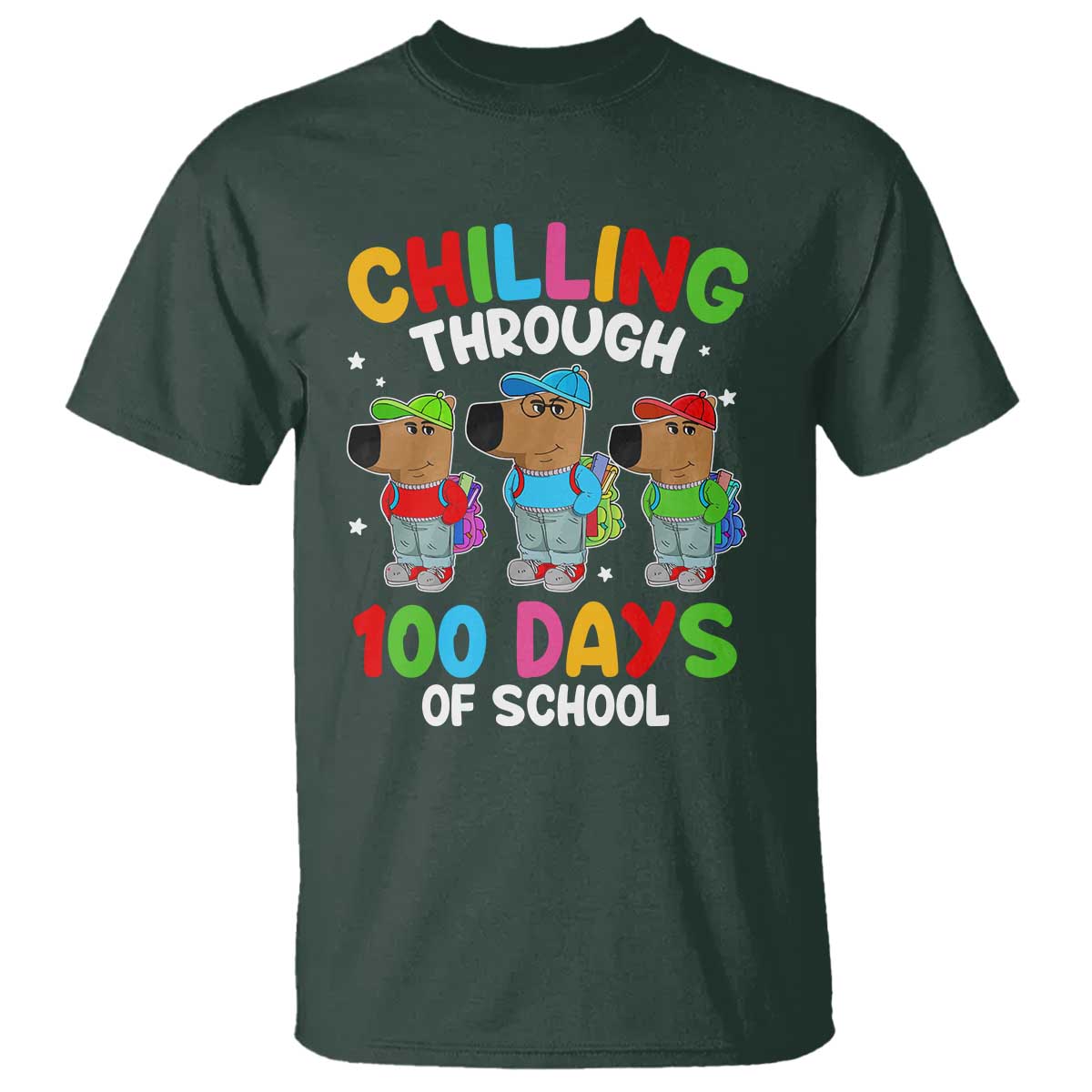 Funny Chilling Through 100 Days Of school T Shirt - Wonder Print Shop