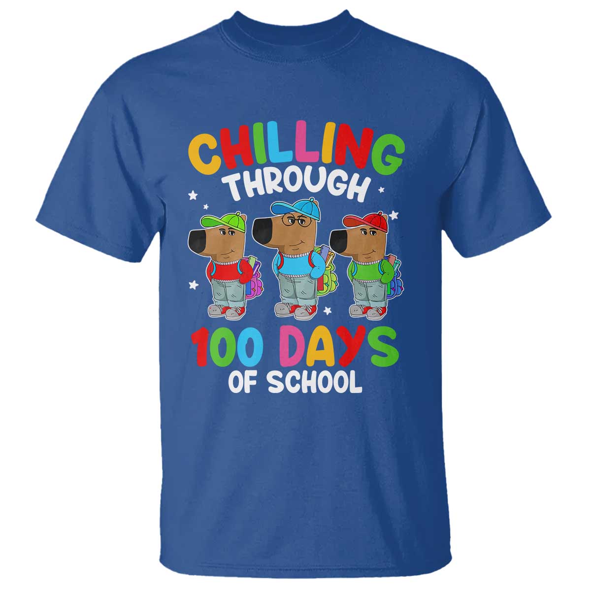 Funny Chilling Through 100 Days Of school T Shirt - Wonder Print Shop