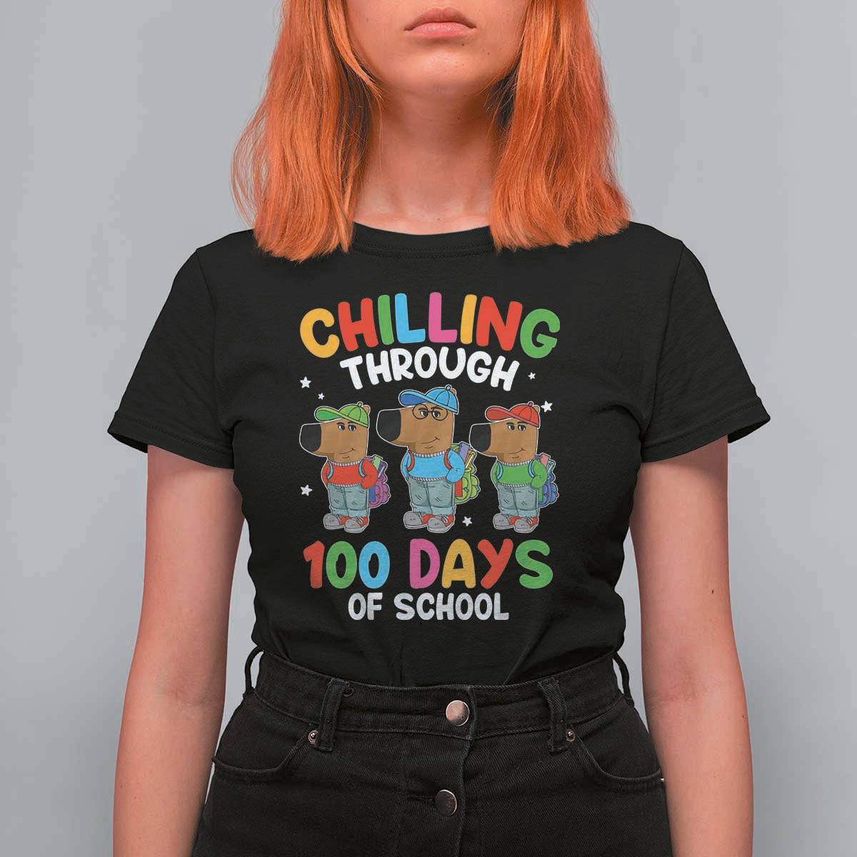 Funny Chilling Through 100 Days Of school T Shirt For Women - Wonder Print Shop