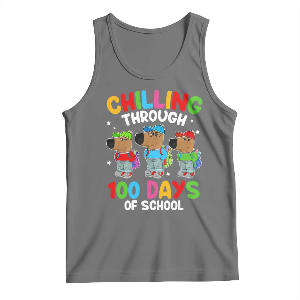 Funny Chilling Through 100 Days Of school Tank Top