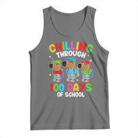 Funny Chilling Through 100 Days Of school Tank Top