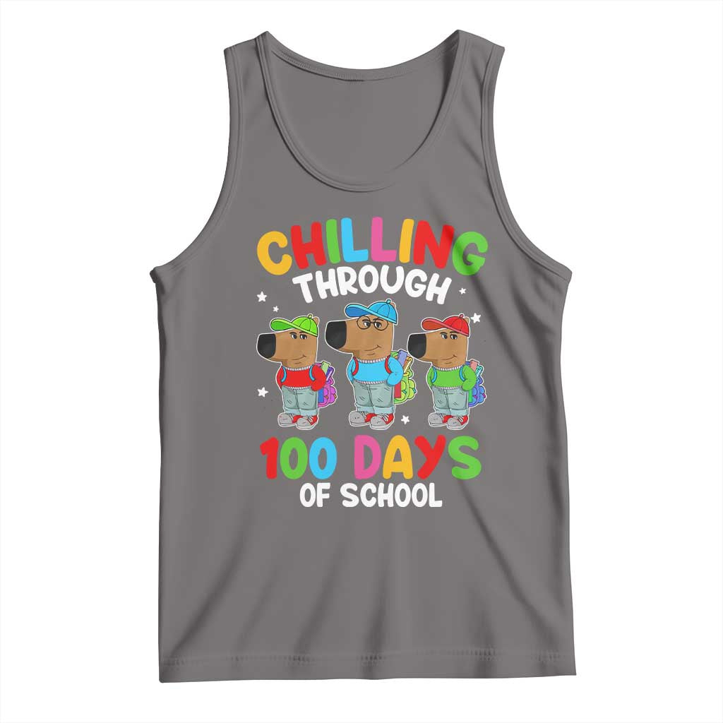 Funny Chilling Through 100 Days Of school Tank Top