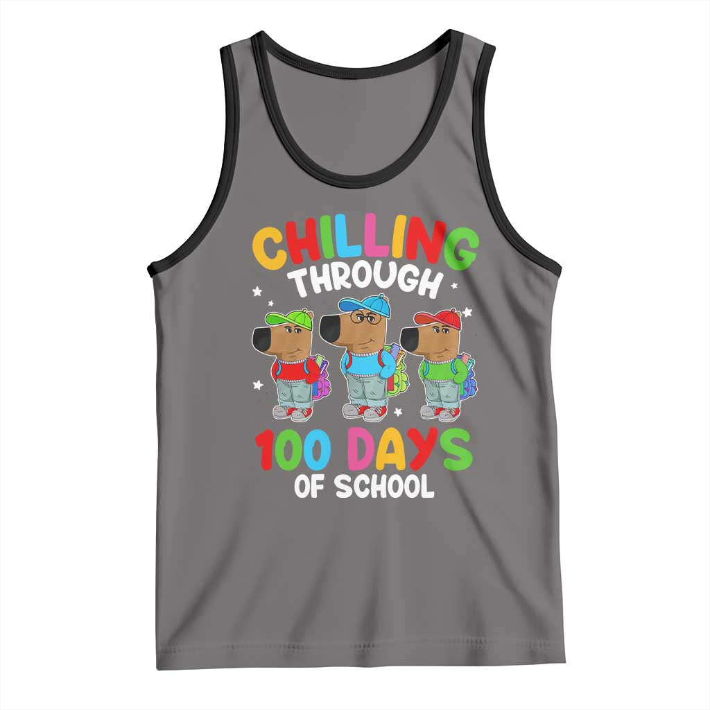 Funny Chilling Through 100 Days Of school Tank Top