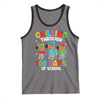 Funny Chilling Through 100 Days Of school Tank Top