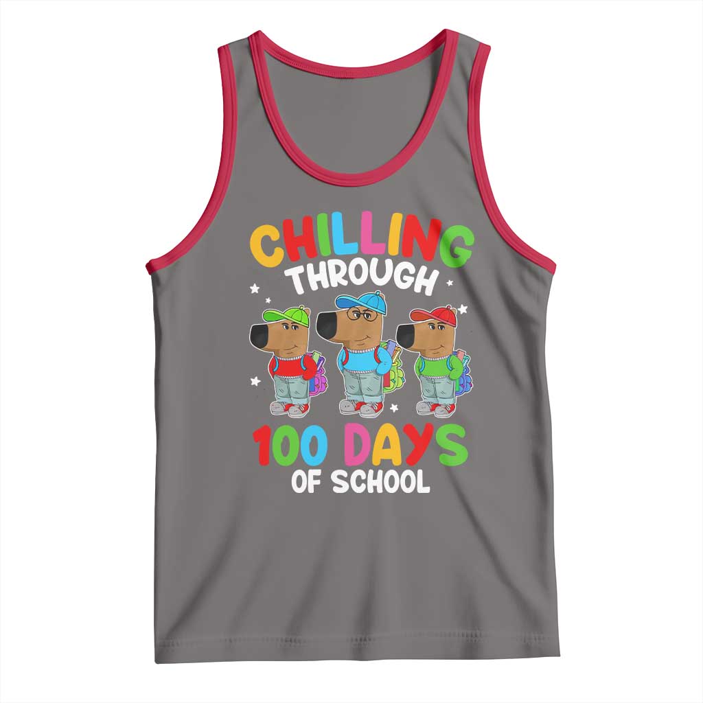 Funny Chilling Through 100 Days Of school Tank Top