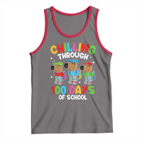 Funny Chilling Through 100 Days Of school Tank Top