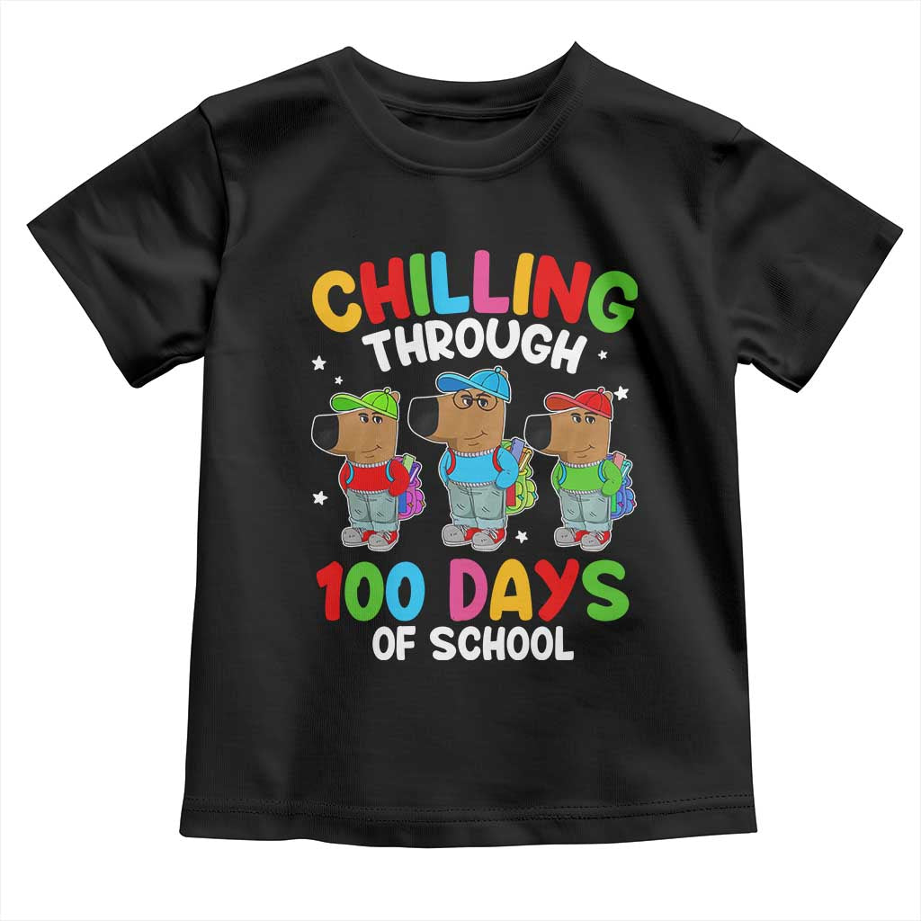 Funny Chilling Through 100 Days Of school Toddler T Shirt